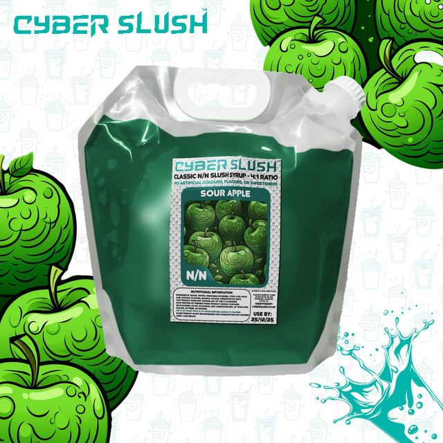 CyberSlush Sour Apple Syrup - Natural Flavour / Natural Colour / Natural Sweetness - Slush Mix 5L