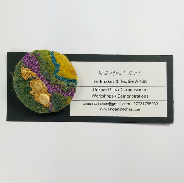  Wet Felted &amp; Embellished Brooch