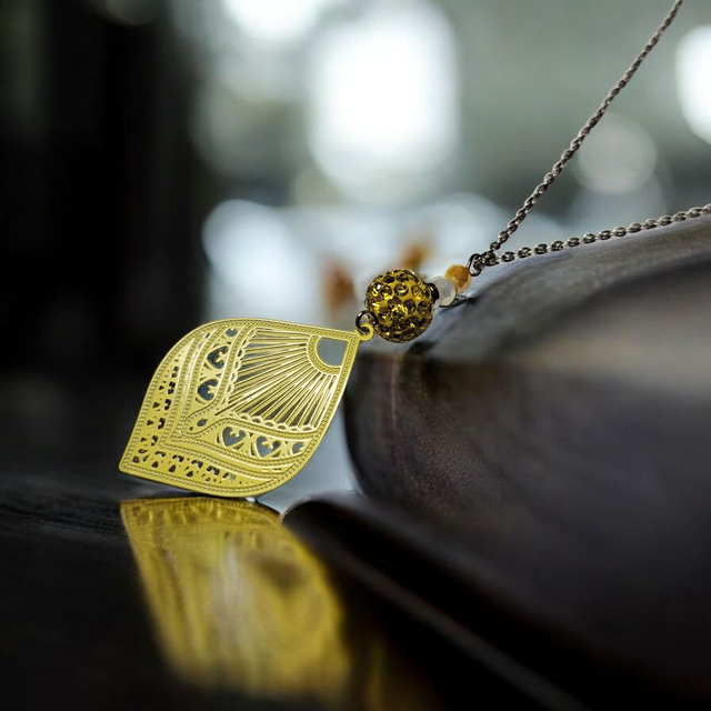 Collier acier inoxydable et cristal jaune