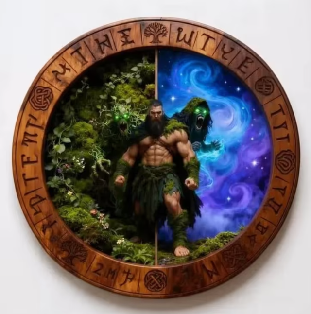 Vintage rond metalen bord Spirituele Strijder (20cm)