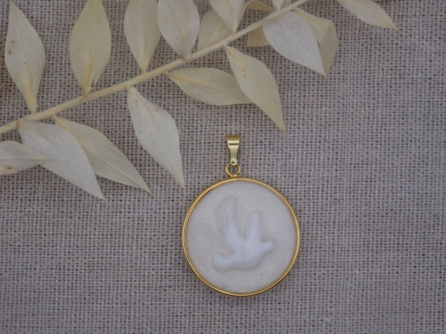 médaille Colombe recto/verso - fond doré pailleté