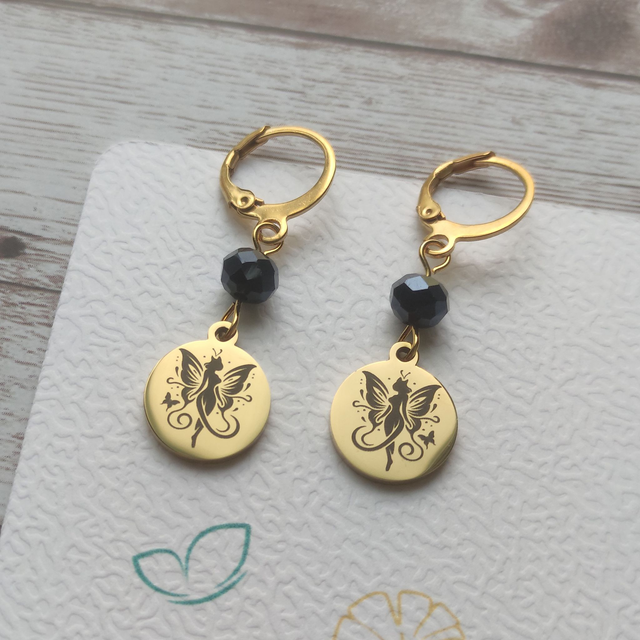 Boucles d&#039;oreilles &quot;Lisa&quot; Papillons fées gravées