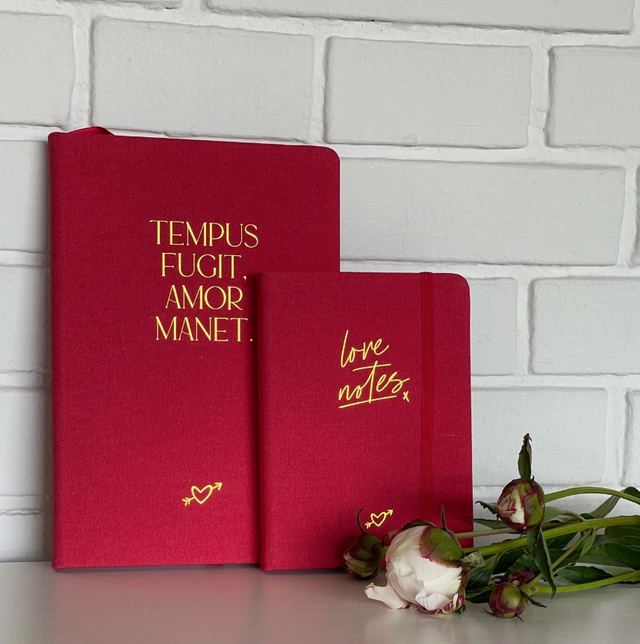 Carnet « Love Notes » | A6, rouge/doré