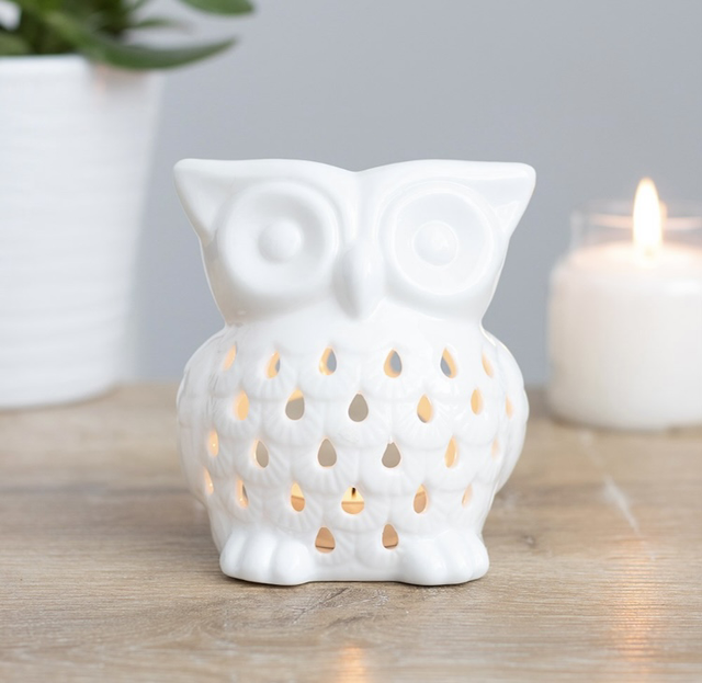 Owl Wax Melt Burner – White Ceramic Tealight Warmer | Oil Burner | Cosy Home Decor