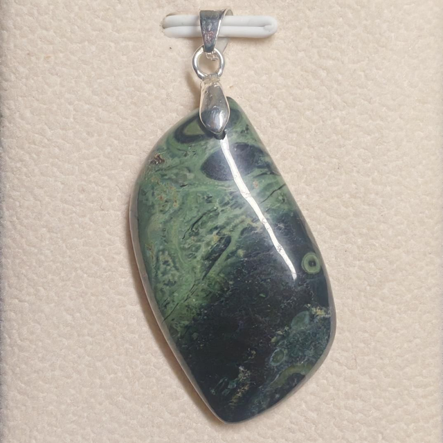 Pendentif jaspe Kambaba, bélière argent 925
