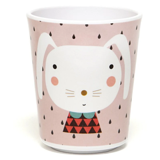 Melamine bord en beker soft color Petit Monkey