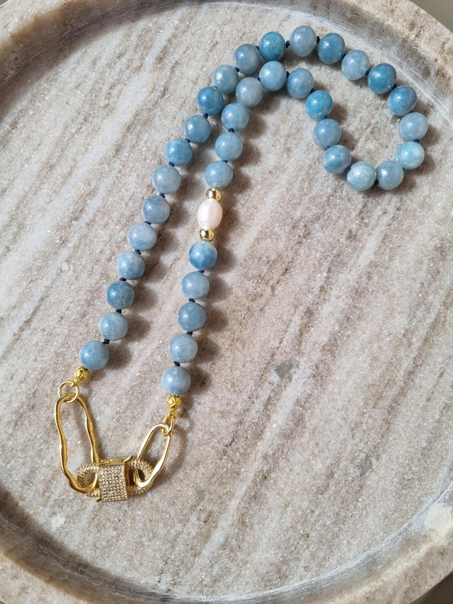 Angelit Kette handgeknotet 