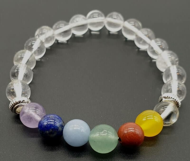 Bracelet 7 Chakras & Cristal de Roche 