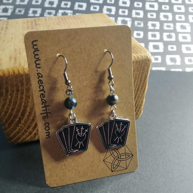 Boucles d&#039;oreilles ésotérique cartes