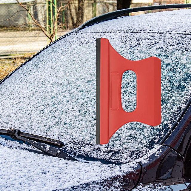 Car Vehicle 2 in 1 Window Ice Frost Scraper and Rain Stain Remover 14 x 8.5cm Random Color