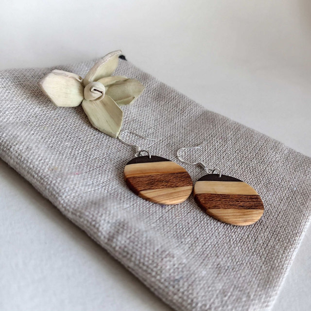 Boucles d'oreilles rondes quatre essences