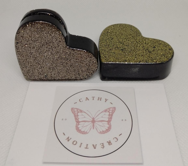 Lot de 2 cœurs noirs pailletés