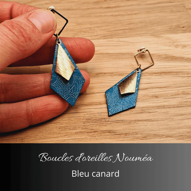 Boucles d&#039;oreilles Nouméa - Bleu canard
