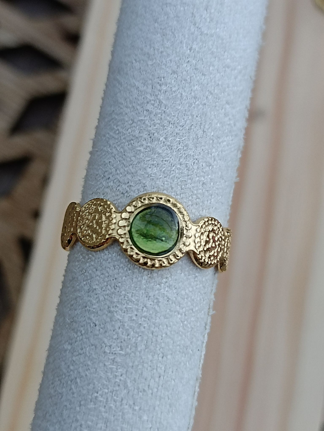 Bague Texturée 5 mm - Or - Résine Verte
