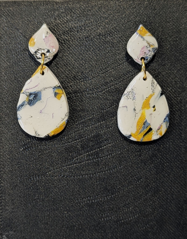 Boucles d'oreilles goutte marbré 