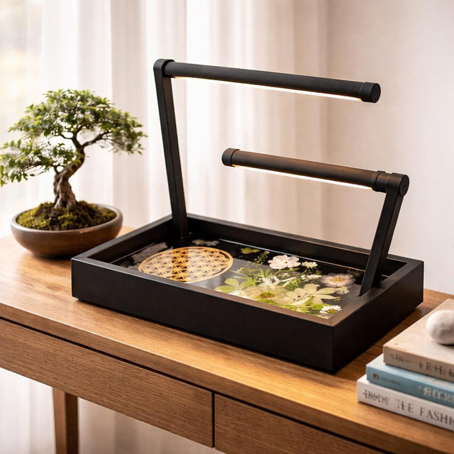 "Dark night" - Porte bijoux artisanal - Bois et résine 