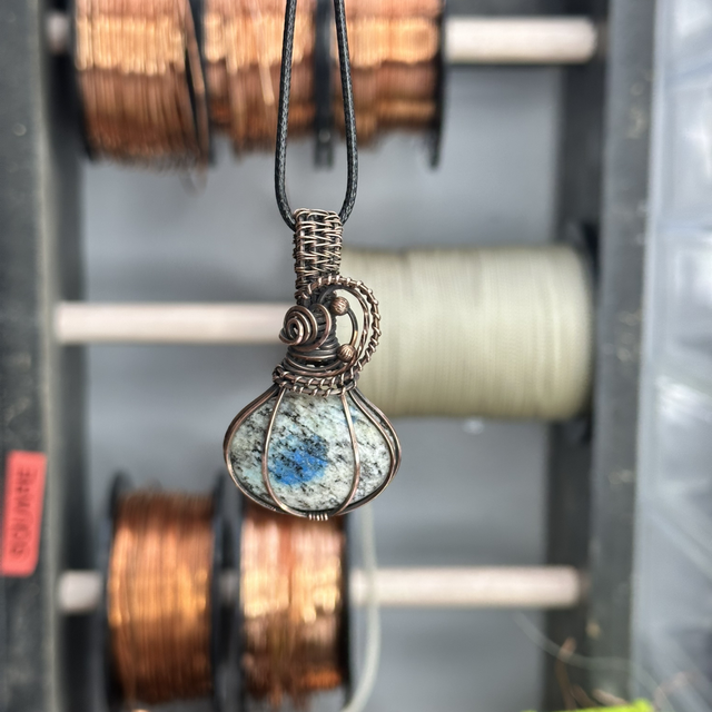 K2 Jasper pure copper wire wrapped pendant 