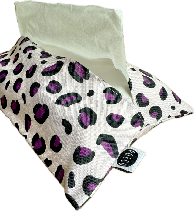Pochette mouchoirs - LEOPARD ( rose - prune )
