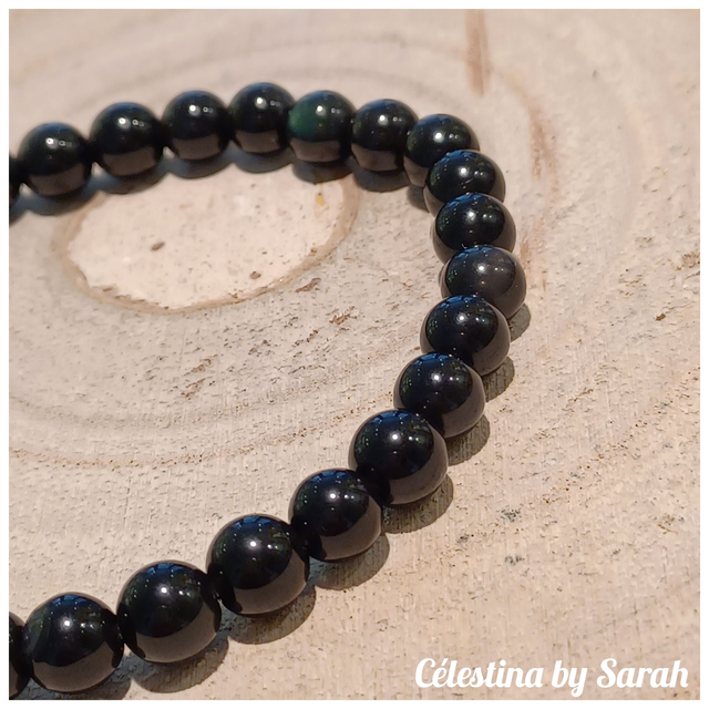 Bracelet Obsidienne noire 6mm Taille Dame
