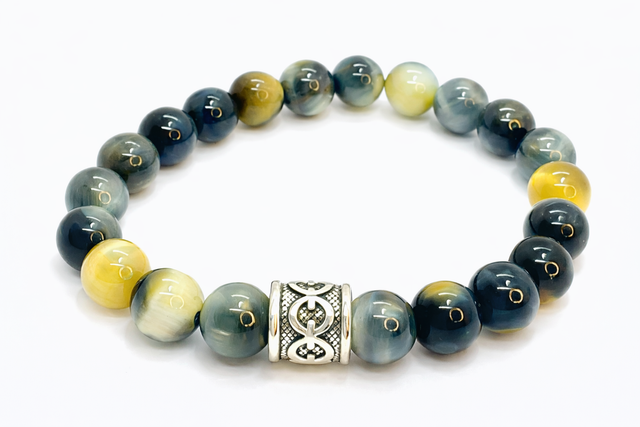 Bracelet œil de tigre jaune et bleu 