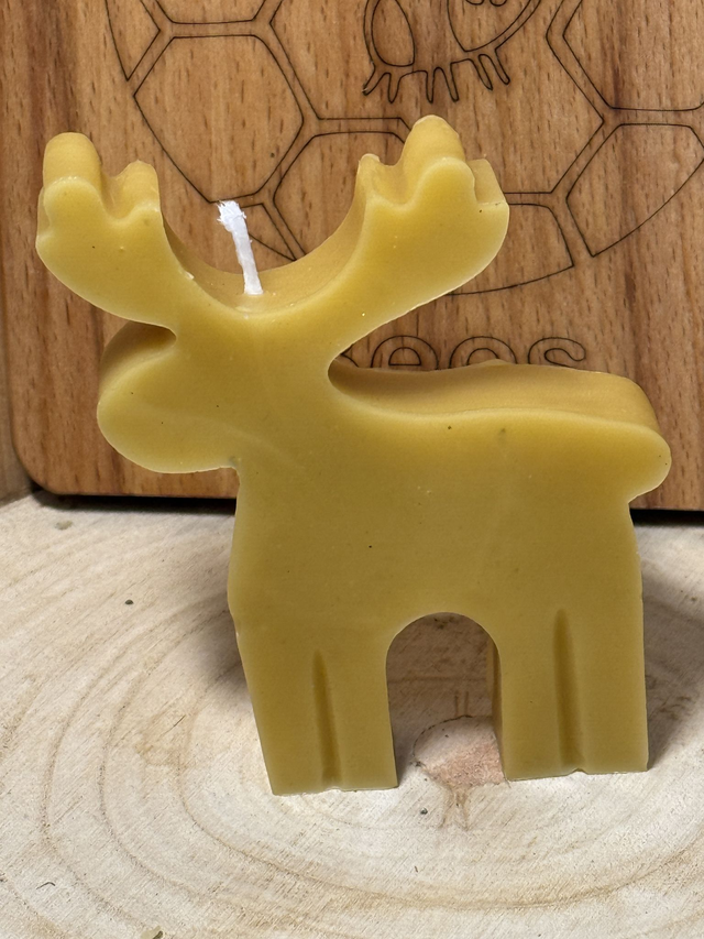 Reindeer (Flat) Shaped Candle - 100% Beeswax