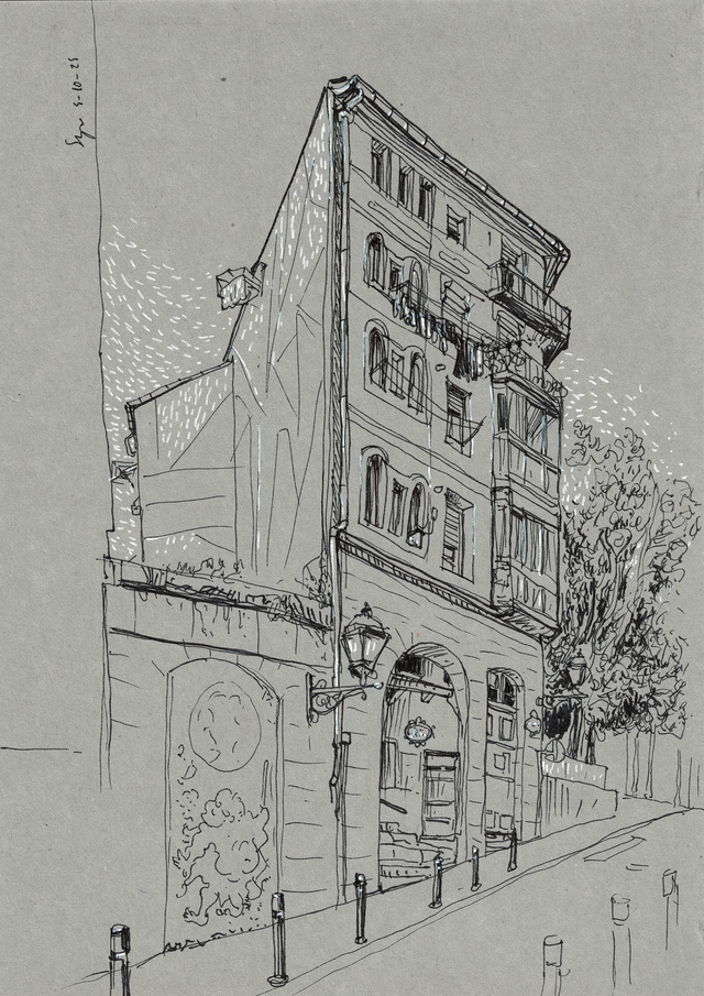 Dibujo Plaza de los tres pilares (Bilbao)