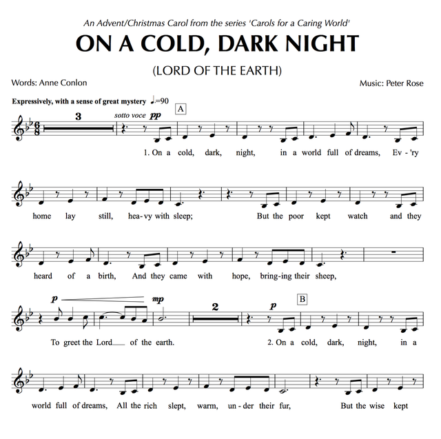 RCM109  ON A COLD, DARK NIGHT Choir Edition  © Peter Rose &amp; Anne Conlon