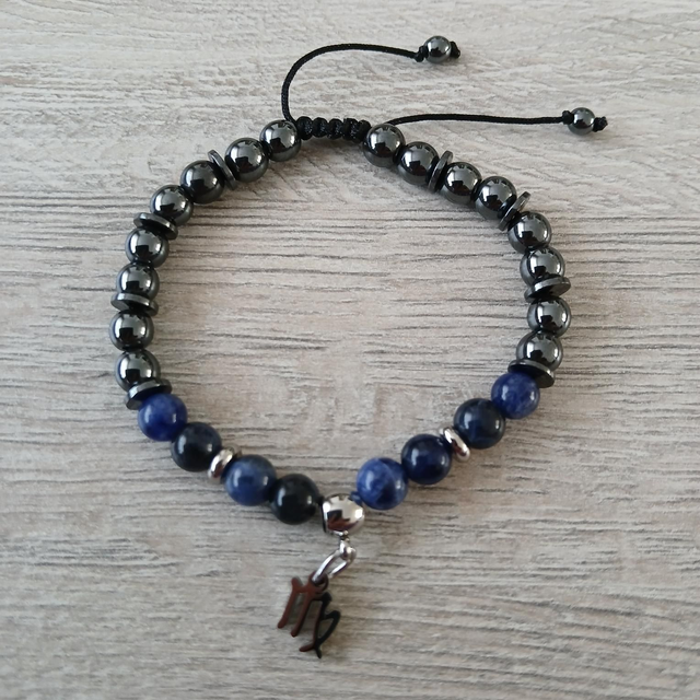 Sterrenbeeld armband Maagd – Sodaliet & Hematiet – verstelbaar (7.013)