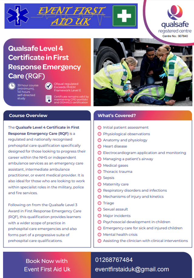 Qualsafe Level 4 Certificate in First Response Emergency Care (FREC4) 