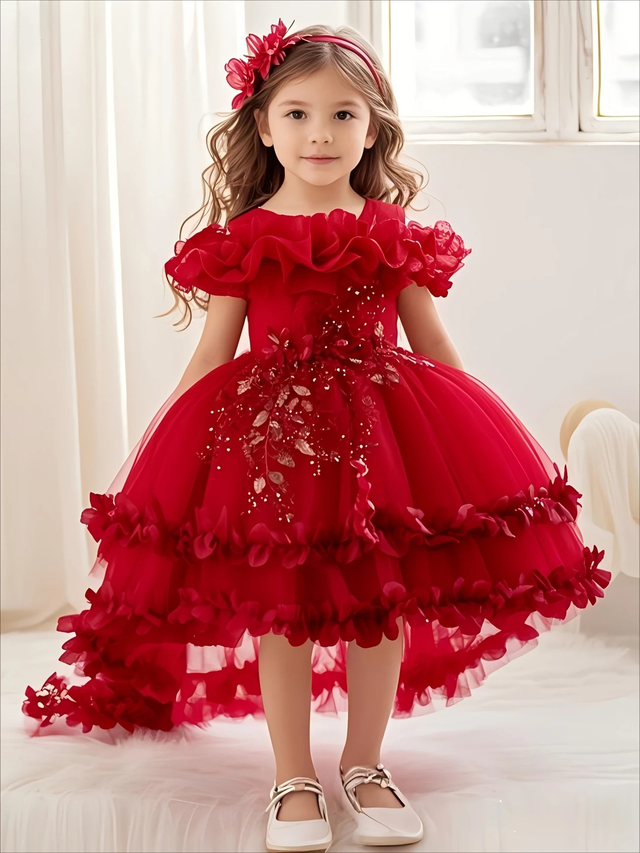 Girls' Off-the-Shoulder Princess Wedding &amp; Birthday party dress