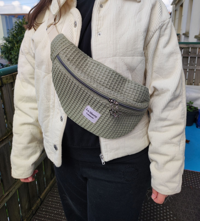 Sac banane nid d'abeille olive