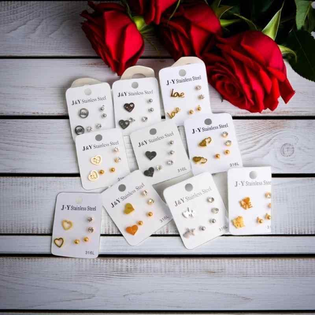 J &amp; Y Stainless Steel Earrings Set 3PCS 