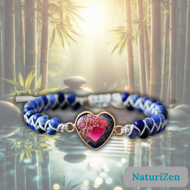 Bracelet en Sodalite et Cœur de Jaspe 🌟💙