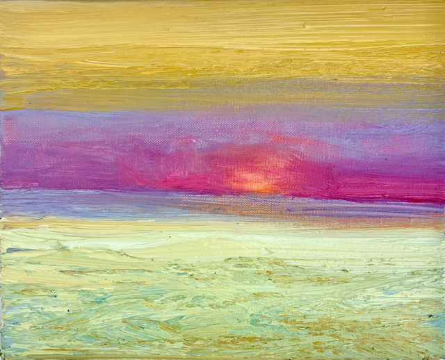 „Milchiger Morgen über dem Meer – ein flüchtiger Moment vor Sonnenaufgang“ – Öl auf Leinwand, 24 × 30 cm | 2025