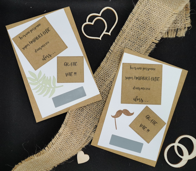 Carte à gratter scrap témoin de mariage