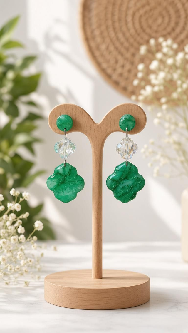 Boucles d'oreilles Lucky green