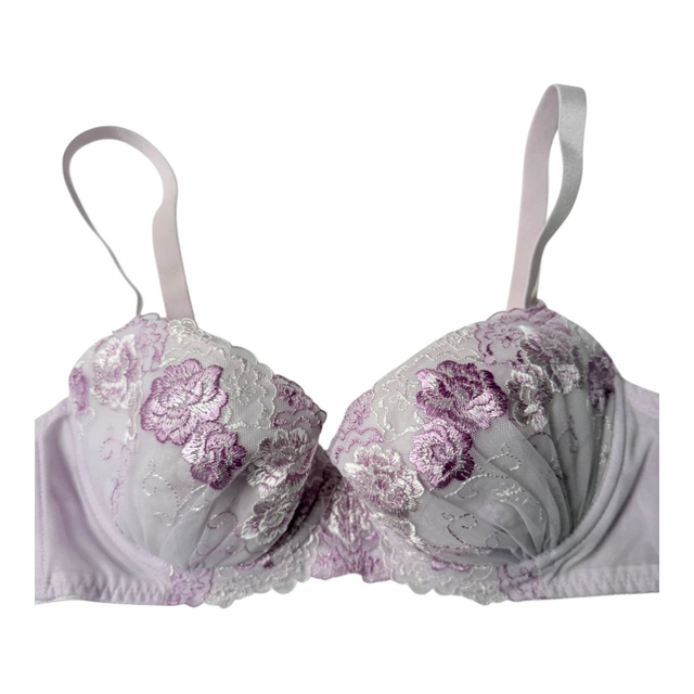 Pastel purple floral embroidered Japanese Bra UK 34B   