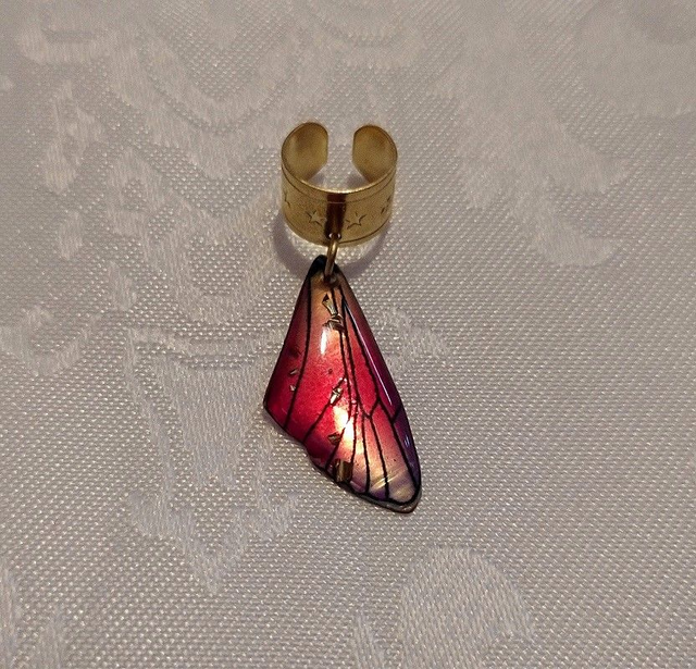 Bague d'oreille fantaisie aile de papillon holographique