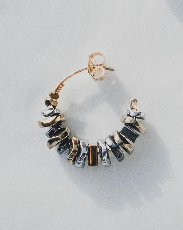 Créoles N°3 mélange Hématites & Or Laminé 14k