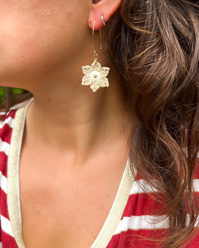 Anémones ~ S ~ Boucles d’oreilles fleuries en crochet artisanal