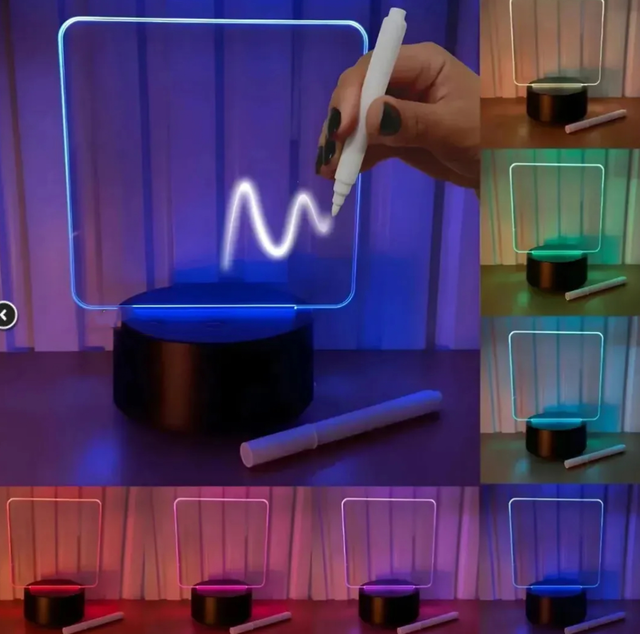 Luminária 3d Escrever Abajur Tipo Lousa Acrílico Caneta 
