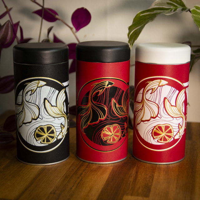 Boîtes à thé - Sérigraphie poissons japonais