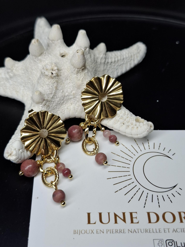 Boucle d'oreille Rhodonite 