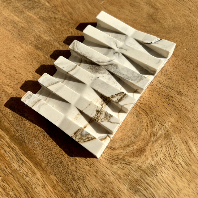 Porte savon à fente marbré beige 