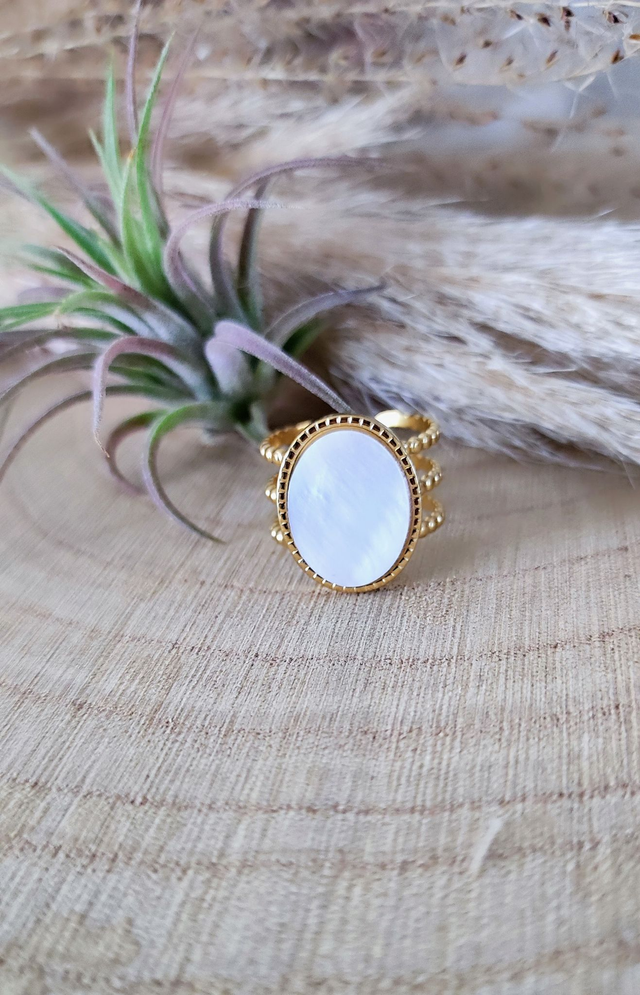 Bague Nacre acier