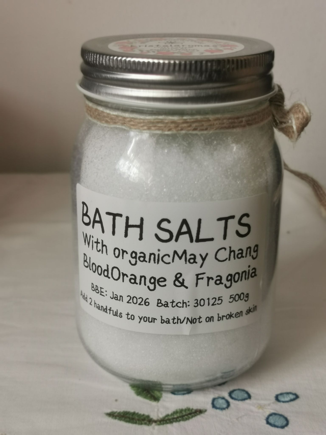 Bath Salts with Organic May Chang,Petitgrain & Vetivert  500g