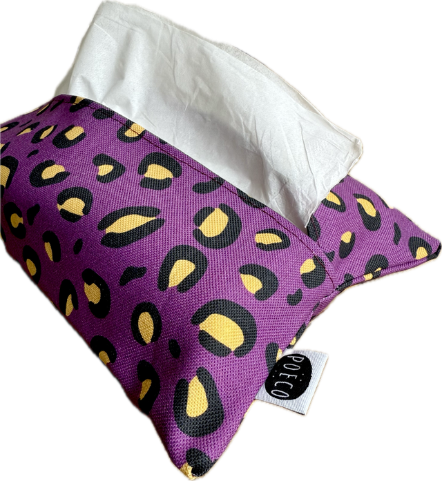 Pochette mouchoirs - LEOPARD ( prune - jaune) 