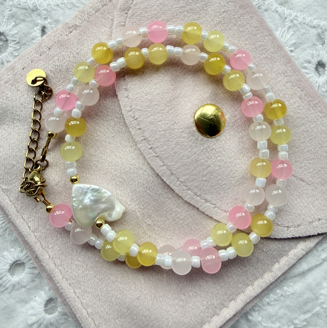 MIMI - Pastel Beaded and Pearl Choker Style Necklace