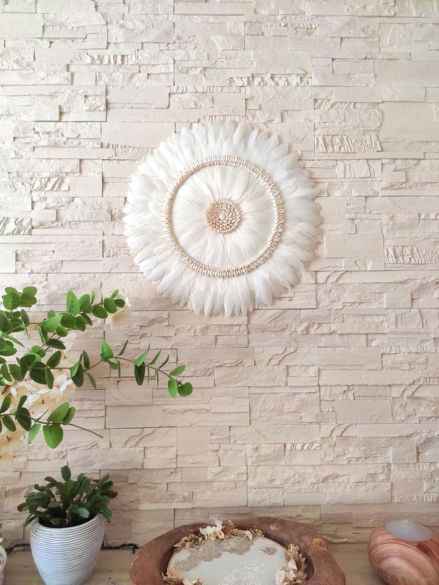 Jujuhat plumes blanches et coquillages