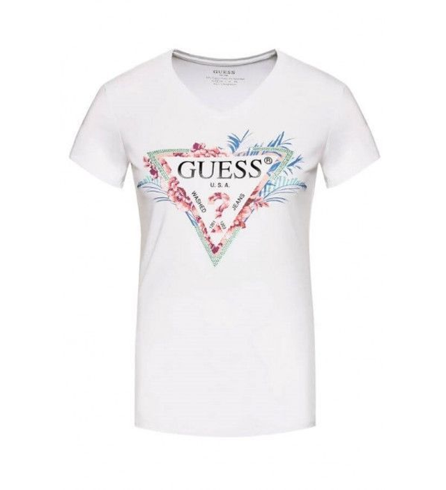 B85E5341 - GUESS T shirt mezza manica scollo v con stampa